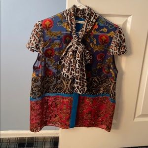 Alice and olivia multicolor short sleeve blouse
